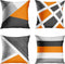 Emvency Set of 4 Throw Pillow Covers Modern Abstract Stripe Simple Geometric Acrylic Bold Decorative Pillow Cases Home Decor Square 18x18 Inches Pillowcases(Grey Orange)
