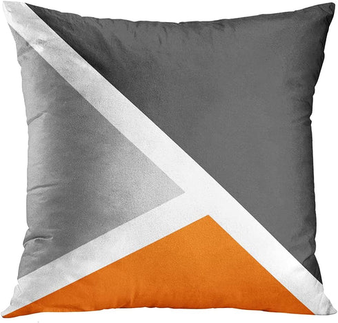 Emvency Set of 4 Throw Pillow Covers Modern Abstract Stripe Simple Geometric Acrylic Bold Decorative Pillow Cases Home Decor Square 18x18 Inches Pillowcases(Grey Orange)