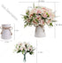 LESING Artificial Flowers with Vase Fake Silk Flowers in Vase Gardenia Flowers Decoration for Home Table Office Party (Pink)