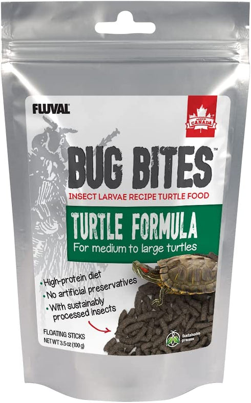 Fluval Bug Bites Turtle Food, Sticks for Medium to Large Sized Turtles, 3.53 oz., A6593, Brown