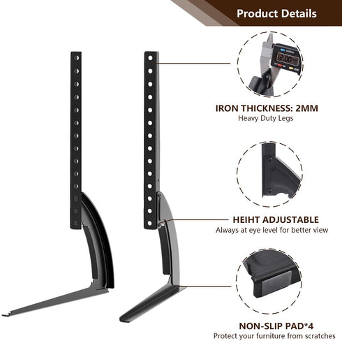 TAVR Universal Table Top TV Stand Base TV Legs for Most 32 37 40 42 47 50 55 LCD LED Plasma Flat Screen TVs, Height Adjustable Leg TV Replacement Stand, Holds up to 88lbs, Max VESA 800 x 400mm