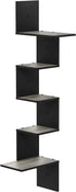 Furinno Rossi Wall Mounted Shelves, 5-Tier Rectangle, French Oak Grey/Black
