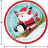Fun with Santa Themed Party Supplies | Bundle Includes Paper Plates and Napkins for 16 People Plus Tablecover | Santa and Penguins Design