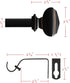 H.VERSAILTEX Window Curtain Rods for Windows 48 to 84 Inches Adjusts Decorative 3/4 Inch Diameter Single Window Curtain Rod Set with West Square Classic Finials, Black with Antique Bronze Finishing