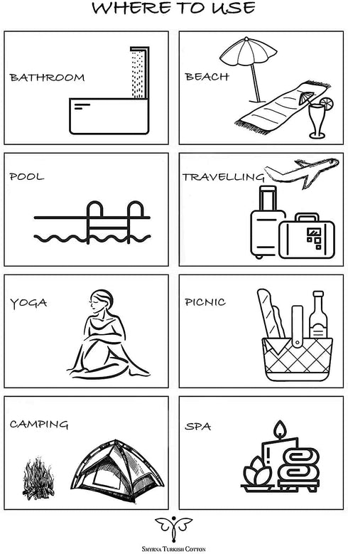 Smyrna Orientina Series Original Turkish Beach Towel | 100% Cotton, Prewashed, 37 x 71 Inches | Peshtemal and Turkish Bath Towel for SPA, Beach, Pool, Gym and Bathroom (Gray)