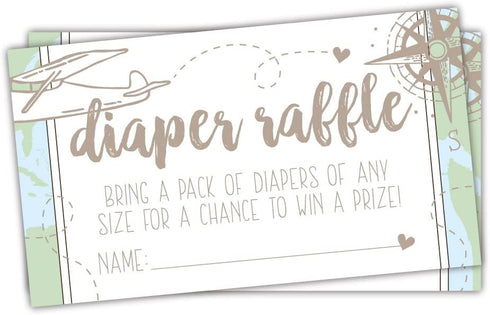 50 Adventure Awaits Diaper Raffle Tickets for Baby Shower - Invitation Inserts