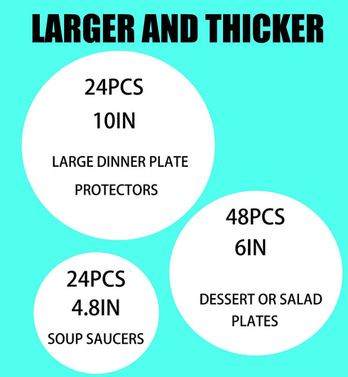 Imperius Set of 96 Felt Plate Dividers Protectors - Thick and Premium Soft - Dinner Plate Dividers 24-10", 48-6", 24-4.8"-White