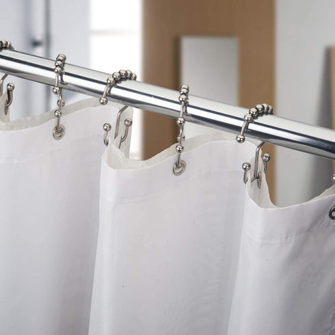 Amazer Shower Curtain Rings, Rust-Resistant Metal Double Shower Hooks for Curtain Rolling Shower Curtain Hooks Rings Shower Rings for Bathroom Shower Curtain Rod , Matte Nickel, Set of 12 Rings