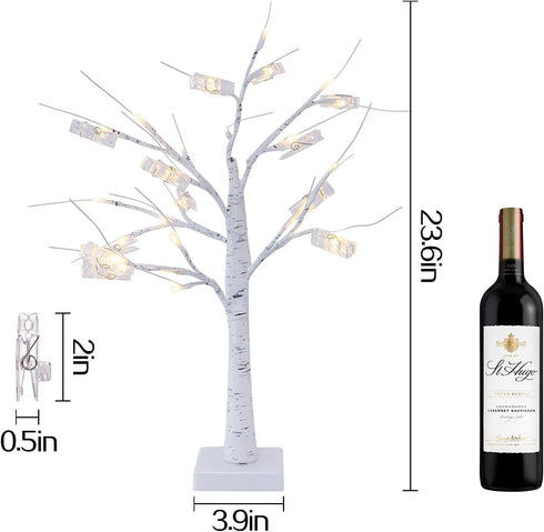 2FT Tall Money Tree Gift Card Holder with 1 USB Data Cable- Dual-use White Money Tree Present Card Holder Money Holder Tree for Christmas Wedding Desktop Home Decor Birthday Gift Holding Photo Card