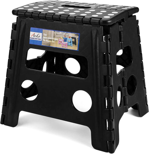 Acko Folding Step Stool - 13 inch Premium Heavy Duty Foldable Foot Stool for Kids and Adults, Kitchen Garden Bathroom Fold Up Stepping Stool (1 Pack)