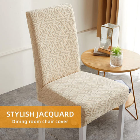 Dining Room Chair Covers Stretch Polyester Parsons Chair Slipcover Removable Washable Kitchen Chair Protector for Dining Room Hotel Set of 4 (Beige)