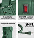 BESTTEN Outdoor Power Strip with Covers and Overload Protection Switch, Double Sided 6-Outlet Yard Power Stake with 9-Foot Long Extension Cord, ETL Certified, Green