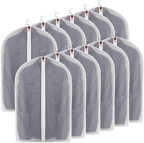 STONCEL Garment Bags for Hanging Clothes 12Pcs Lightweight Clear Full Zipper Suit Bags Breathable Dust Cover for Closet Suits,Dresses,Shirts, Clothes Storage, 31x23Inches