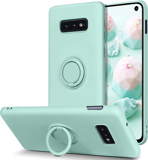 BENTOBEN Samsung Galaxy S10e Case, Slim Silicone Soft Rubber with 360° Ring Holder Kickstand Car Mount Supported Shockproof Bumper Protective Case Cover for Samsung Galaxy S10e 5.8" (2019), Mint Green