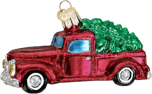 Old World Christmas Ornaments: Old Truck with Tree Glass Blown Ornaments for Christmas Tree (46029)