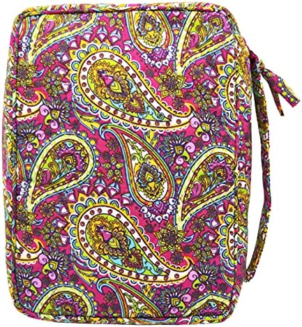 DIWI Quilted Bible Cover Extra Large Sizes 11.25 X 8.25 X 2.75 Inches Good Book Case (XL, C1 Magenta Paisley)