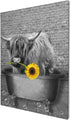 NIALLIAZ Cow Sunflower Canvas Wall Art Funny Animal And Bathing In The Bathtub Decor Black White Pictures Giclee Print Modern Artwork Paintings For Living Room Bedroom Bathroom, 12 X 16 inch