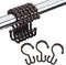 Amazer Shower Curtain Hooks Plastic Double Shower Curtain Rings for Bathroom Shower Curtain Rod - Set of 12, Brown