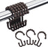 Amazer Shower Curtain Hooks Plastic Double Shower Curtain Rings for Bathroom Shower Curtain Rod - Set of 12, Brown