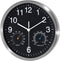 Fzy.bstim Non Ticking Silent Wall Clocks Battery Operated,10 Inch Quality Quartz Analog Wall Clock with Thermometer and Hygrometer,Decorative for Kitchen,Living Room,Bathroom,Office,Garage(Black)