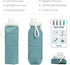SPECIAL MADE Collapsible Water Bottles Leakproof Valve Reuseable BPA Free Silicone Foldable Travel Water Bottle for Gym Camping Hiking Travel Sports Lightweight Durable 20oz Dark Green
