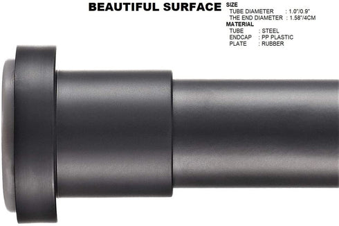 BRIOFOX Tension Curtain Rod 27-43 Inches, Rust-Resistance Shower Curtain Rod for Windows or Doorways, Matte Black