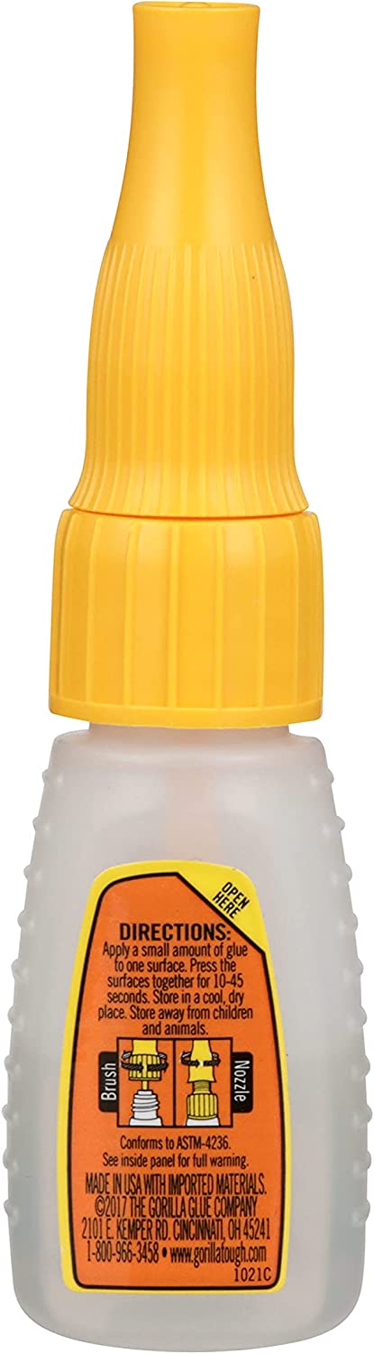 Gorilla Super Glue with Brush & Nozzle Applicator, 10 Gram, Clear, (Pack of 2)