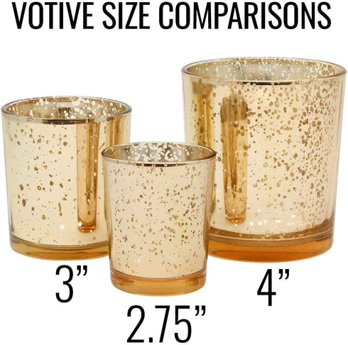Just Artifacts 2.75-Inch Speckled Mercury Glass Votive Candle Holders (12pcs, Gold)
