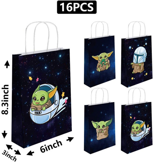 16 Pcs Gift Bags for Yoda Goodie Bags, Party Decorations for Theme Birthday Party Decoration Baby Shower Party Supplie