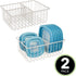 mDesign Metal Kitchen Food Storage Container Lid Holder, 3-Compartment Organizer Bin for Organization in Kitchen Cabinets, Cupboards, Pantry Shelves, Drawers - 2 Pack - Cream/Beige