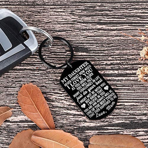 to My Daughter Keychain Christmas Gifts for Daughter from Mom Dad Father Inspirational Stocking Stuffers for Her from Teen Adult Women Teenage Girls Kids Birthday Gradation Wedding Presents