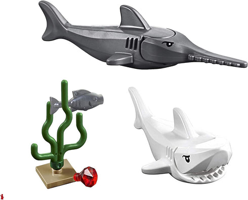 LEGO Great White Shark and Sawfish Combo (with Sea Plant, Jewel, and Fish) 60095
