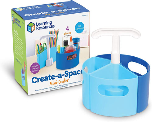 Learning Resources Create-a-Space Storage Mini Center - Blue, Classroom Craft Keeper, Maker Space, Small Space Storage, Teacher Organizer, Home School Accessories, 4 Piece Set