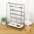 MORIGEM Jewelry Organizer, 5 Tier Jewelry Stand, Decorative Jewelry Holder Display with White Tray for Necklaces, Bracelets, Earrings & Rings, Dark Gray