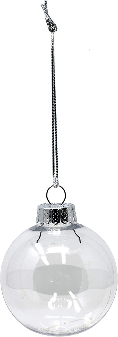 Creative Hobbies Round Clear Plastic Ball Ornaments, 83mm, Pack of 12