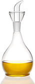 HAIZEEN 13ounce/ 380 ml Clear Glass Olive Oil Dispenser Bottle - Oil & Vinegar Cruet with Pourers and NO Funnel Needed - Olive Oil Carafe Decanter for Kitchen and BBQ