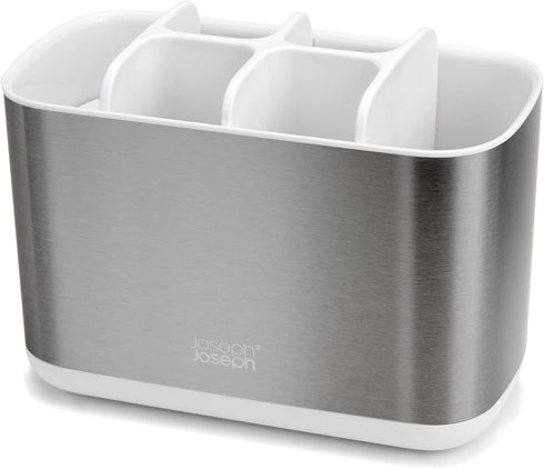 Joseph Joseph EasyStore Stainless-Steel Toothbrush Holder Bathroom Storage Organizer Caddy, Large