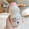 SLSNATFOUND Plastic Water Bottle Tour Drinking Bottle Yakult Shape Cute Kawaii Milk Carton Shaker Bottle for Kids/Girl/Adult Glass(480ml) (Peach)