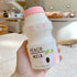 SLSNATFOUND Plastic Water Bottle Tour Drinking Bottle Yakult Shape Cute Kawaii Milk Carton Shaker Bottle for Kids/Girl/Adult Glass(480ml) (Peach)