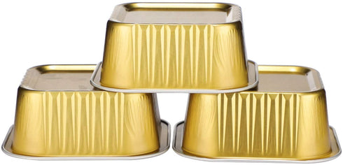 Baking Cups Aluminum Foil, EUSOAR 5oz 50pcs Reusable Cupcake Cups with Lids, 150ml Pie Ramekins, Desserts Flans, Custard Cake Pudding Jello Cups, Catering Party Favor-Gold
