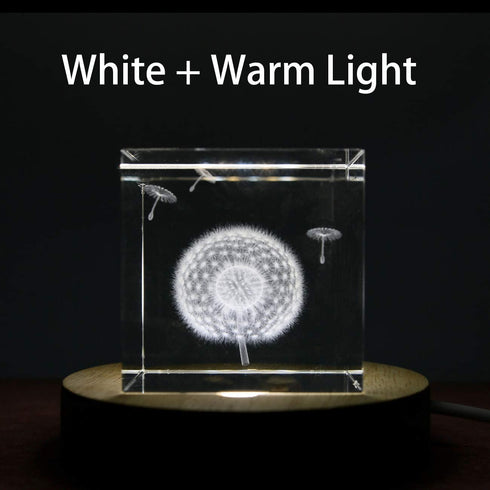 Mintso Wood LED Dimming Display Base for Glass Crystal,4 Inch White/Warm Lighted