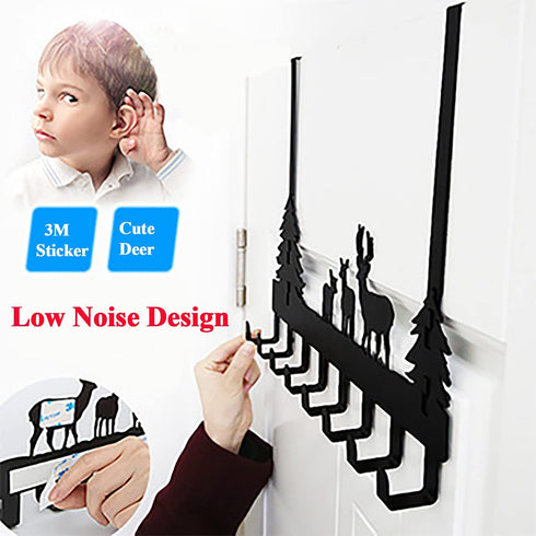 CuteHook Over The Door Hook Easy Installation Organizer Coat Hooks Wall Mounted Metal Towel Hook Rack Animal Deer Hanger for Bathrooms Door Hanging Dual Mounted Key Hooks 8-Hooks, Black