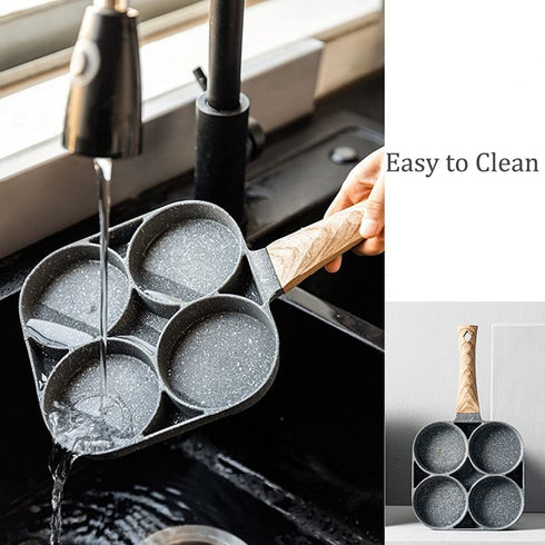 Egg Frying Pan?Non Stick Egg Cooker Pan Compatible with All Heat Sources,for Egg Burger/Breakfast Pancake Pan/Omelette?Suitable for Gas Stove & Induction cooker(four section)