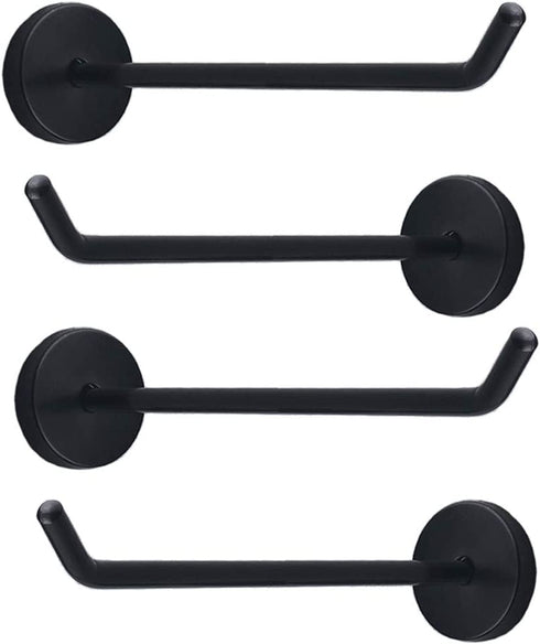NELXULAS Classic Black Stainless Steel Heavy Duty Coat Hook, Durable Robe Hanger Wall Mount Hook, Perfect Touch Your Bathroom, Bedroom, Closets, Wardrobe, Kitchen (8", 4 PCS)