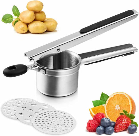 PARADIZM Potato Ricer Stainless Steel,Extra-Large top Stainless Steel Potato Rice,Rice milling Kitchen Tool with Long Non-Slip Handle, It can be use on Carrots,yams and All Sorts of Root Crops.