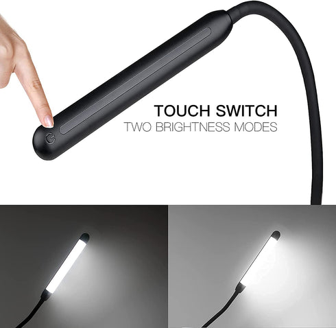 COSYWARM 6W Clip on Light, LED Reading Light for Bed Headboard, Eye Caring Reading Lamp for Bed, Gooseneck Design for Book Clamp Light, 2 Brightness Levels, Clip on Lamp for Desk, Bed Headboard.