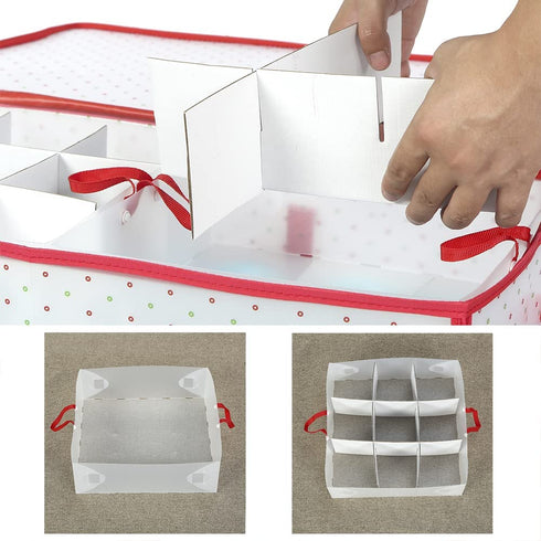 Sattiyrch Plastic Christmas Ornament Storage Box with Dual Zipper Closure - Box Contributes Slots for 128 Holiday Ornaments 4 Inches - Keeps 54 Xmas Holiday Ornaments (4 Inches.54pcs)