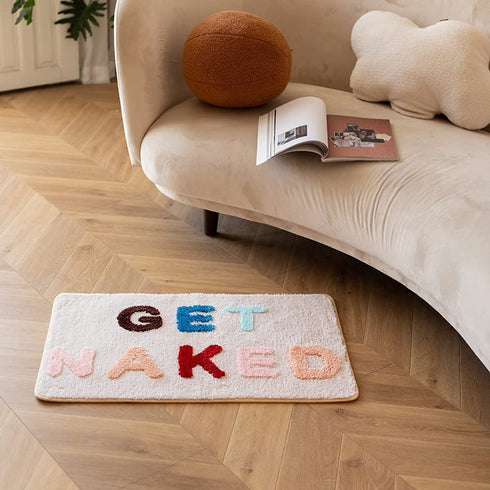 Abound Lifestyle Get Naked Bath Mat, Cute Bath Mat, Fade Resistant Cute Bathroom Decor, Funny Tufted Microfiber Bath Rug, Get Naked Rug, Machine Washable, Extra Large Bath Mat, Non-Slip (32?x20?)