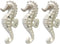 Weathered Cast Iron Seahorse Wall Hooks, White, Set of 3 (White)