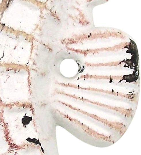 Weathered Cast Iron Seahorse Wall Hooks, White, Set of 3 (White)